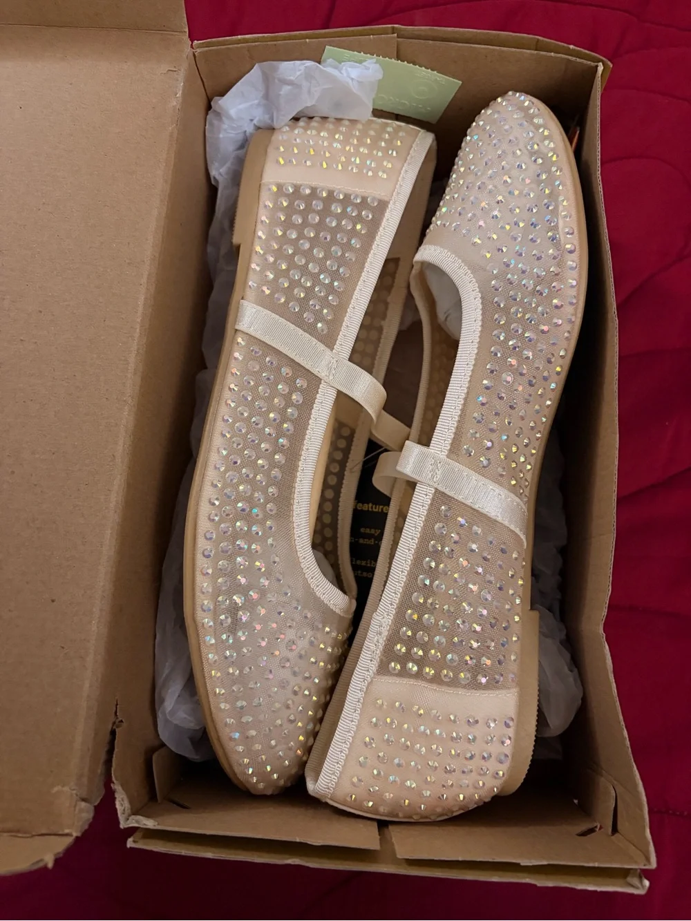 Art Class Sparkly Crystal Mesh Flats